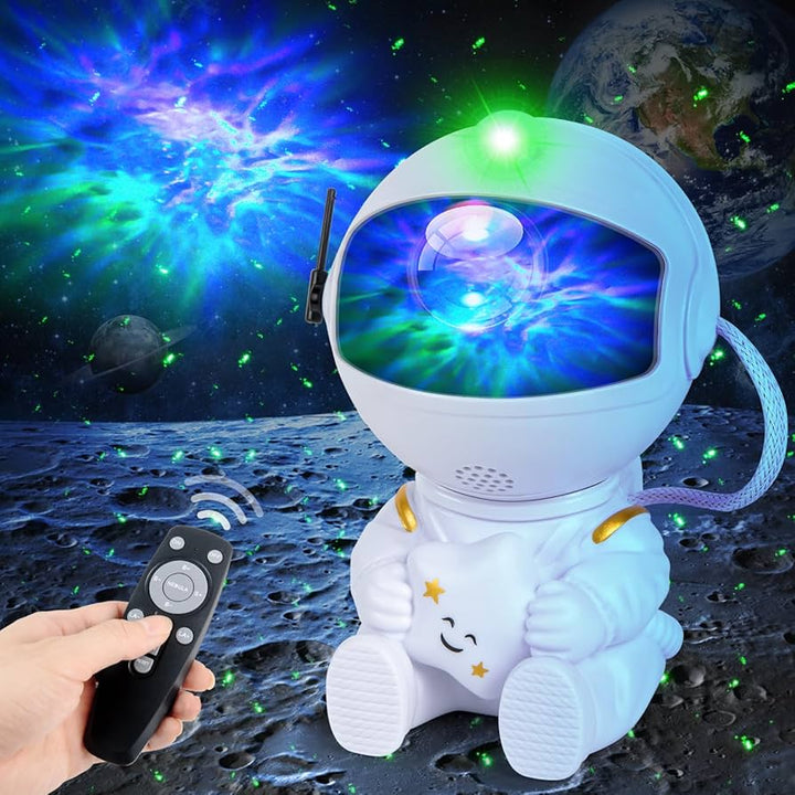 Astronaut Star Projector Night Light – USB Rechargeable & Remote Control