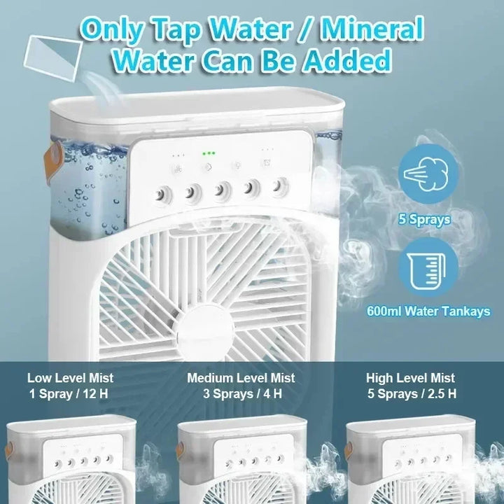 3-in-1 Portable Air Cooler, Humidifier & LED Night Light