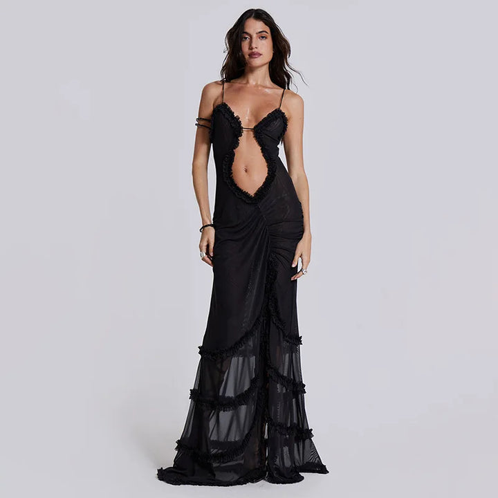 CUTENOVA Women's Noble Furry Halter Dress