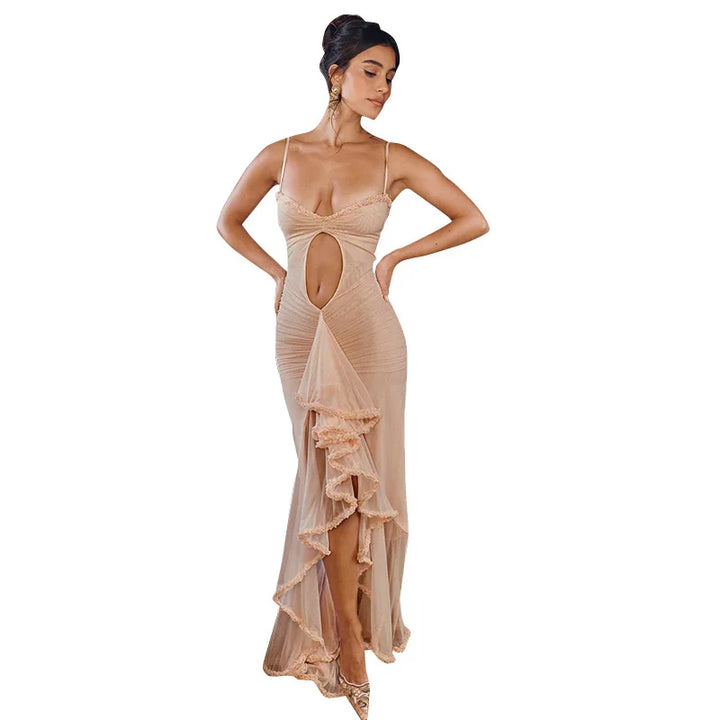 CUTENOVA Women's Noble Furry Halter Dress
